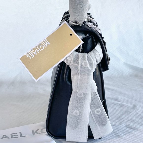 bristol small floral appliqu leather backpack Michael Kors Black Satchel over silhouette detailed with feminine floral appliques and grommeted side ties Michael Kors Navy Pebbled Leather